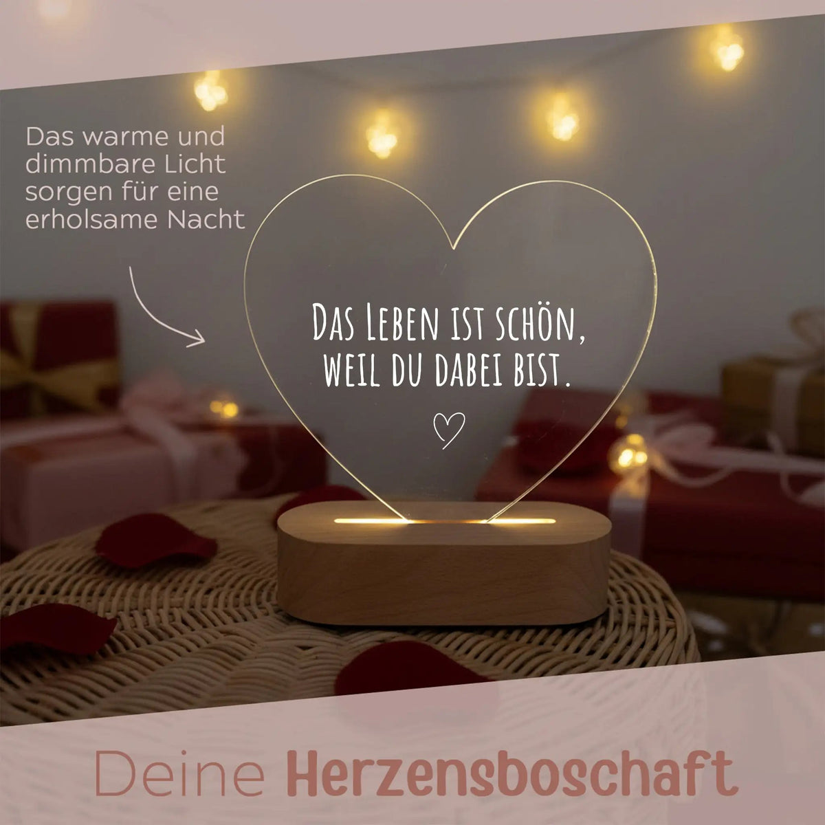 LED Nachtlicht Herz - Das Leben ist schön - wunderwunsch