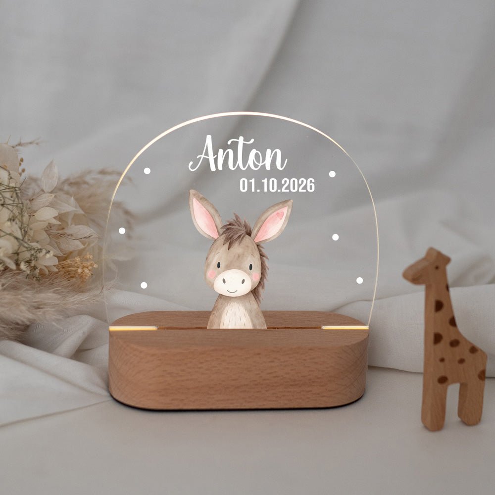 LED Nachtlicht Kinder personalisiert - Tier Aquarell - wunderwunsch