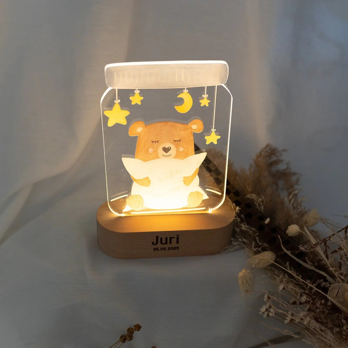 LED Nachtlicht Kinder personalisiert - Tier Aquarell - wunderwunsch