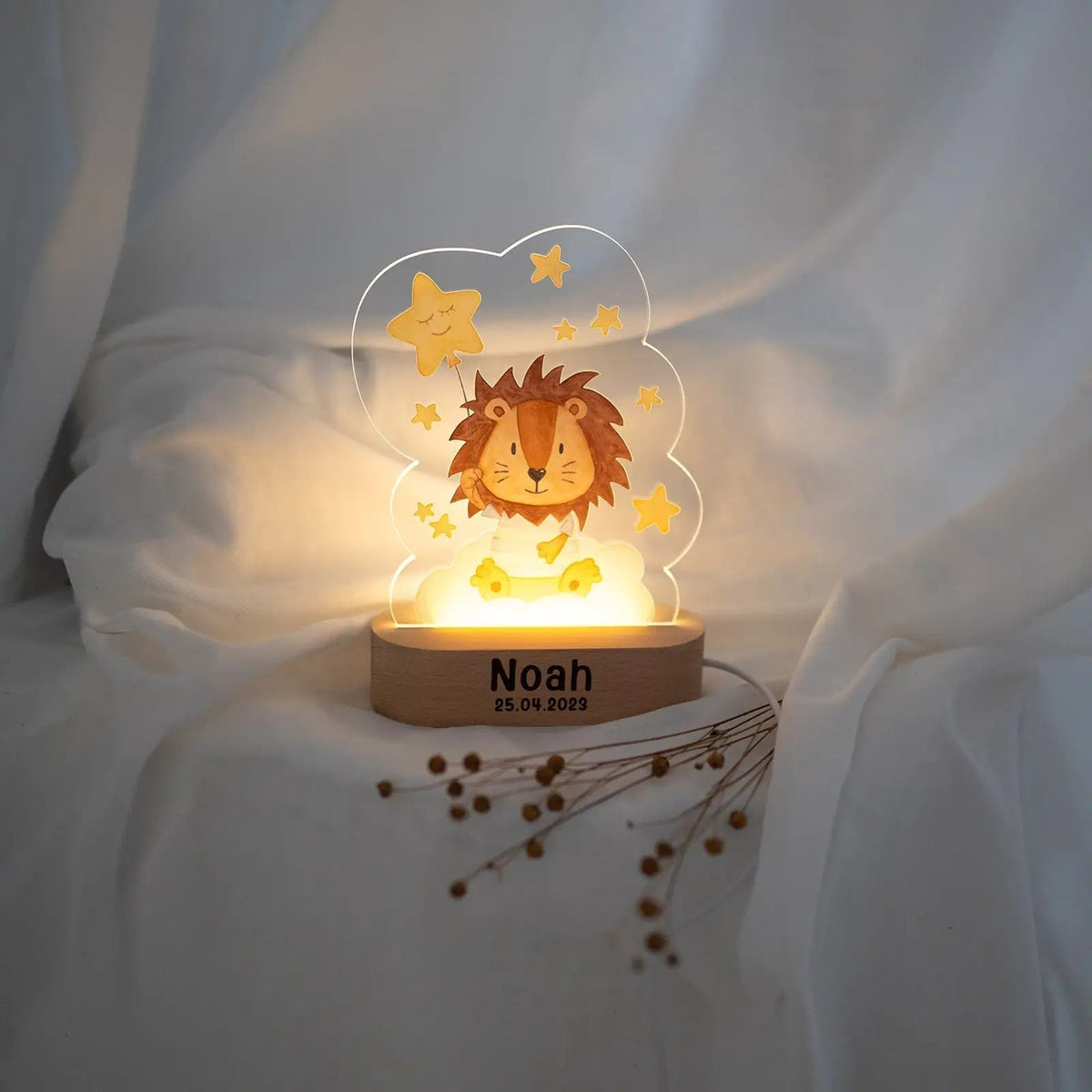 LED Nachtlicht Kinder personalisiert - Tier Aquarell - wunderwunsch