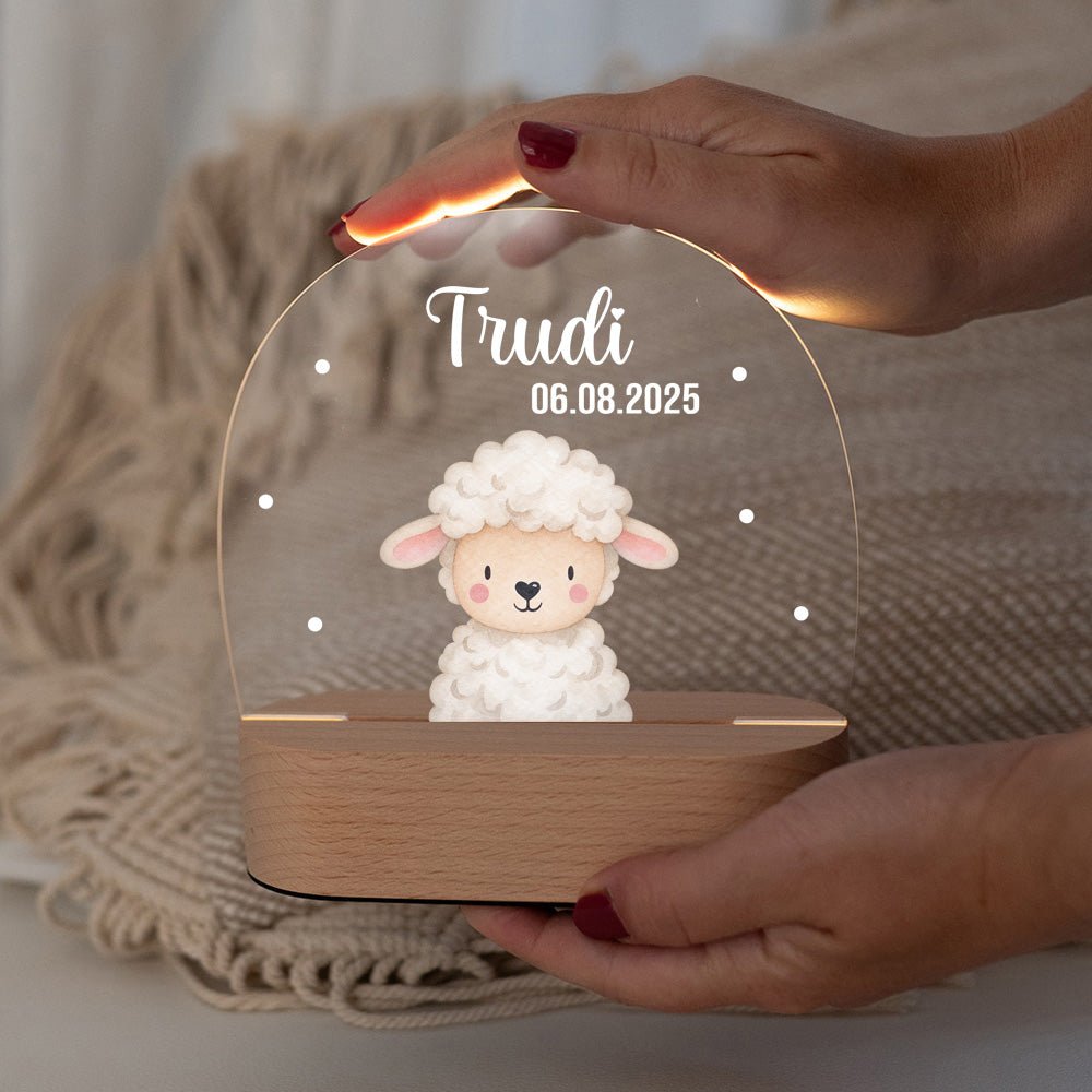 LED Nachtlicht Kinder personalisiert - Tier Aquarell - wunderwunsch
