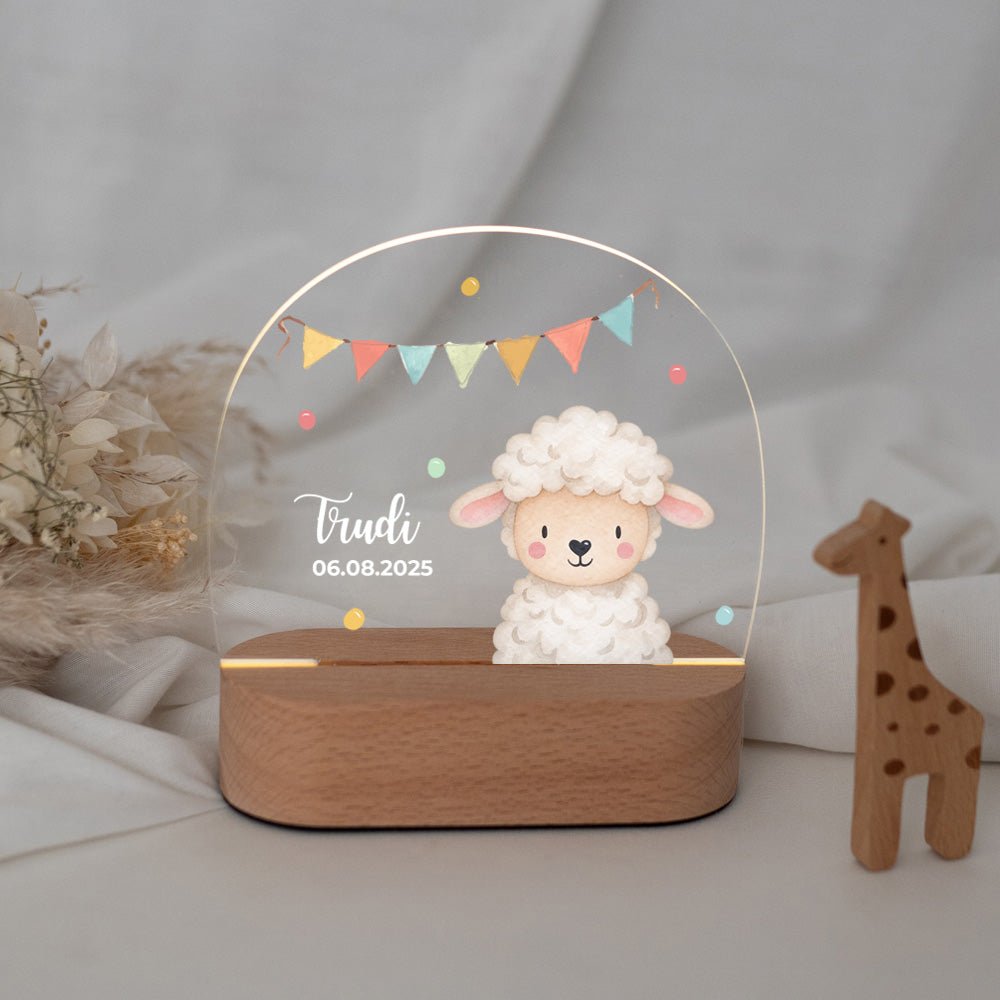 LED Nachtlicht Kinder personalisiert - Tier Girlande Aquarell - wunderwunsch