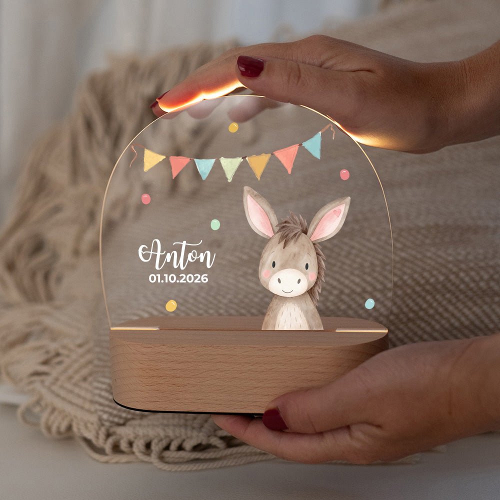 LED Nachtlicht Kinder personalisiert - Tier Girlande Aquarell - wunderwunsch