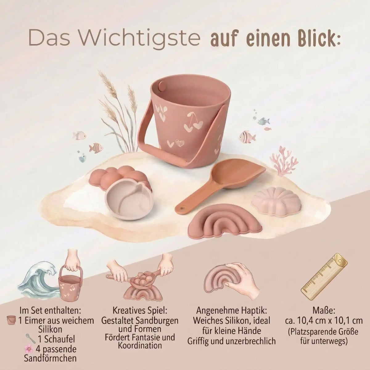 LIEWOOD Sandspielzeug Set personalisiert - Herzen - wunderwunsch