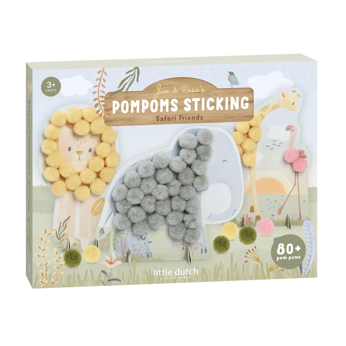 LITTLE DUTCH Bastelset Pompons - Safari Friends - wunderwunsch
