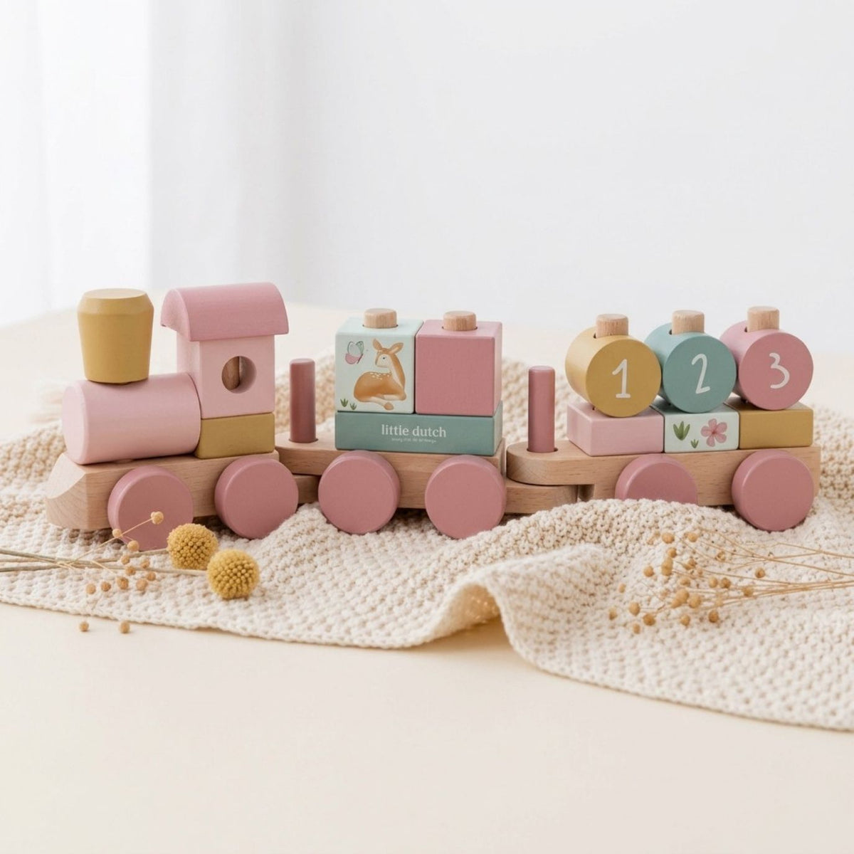 LITTLE DUTCH Holz Eisenbahn mit Steck-Formen - Fairy Garden rosa - wunderwunsch