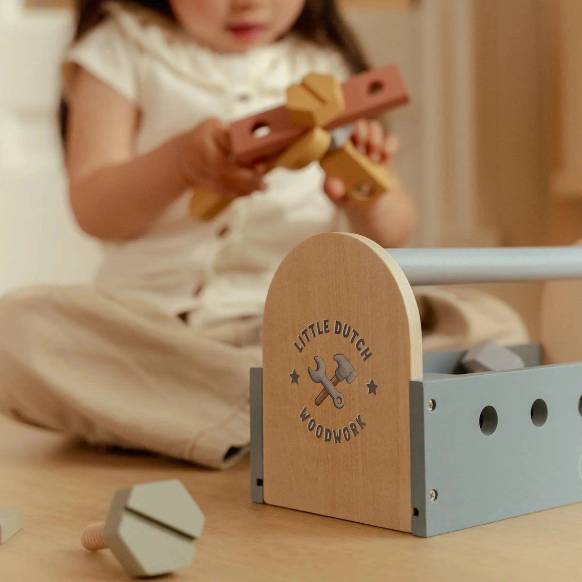 LITTLE DUTCH Holz Werkzeugkasten - Essentials - blau - wunderwunsch