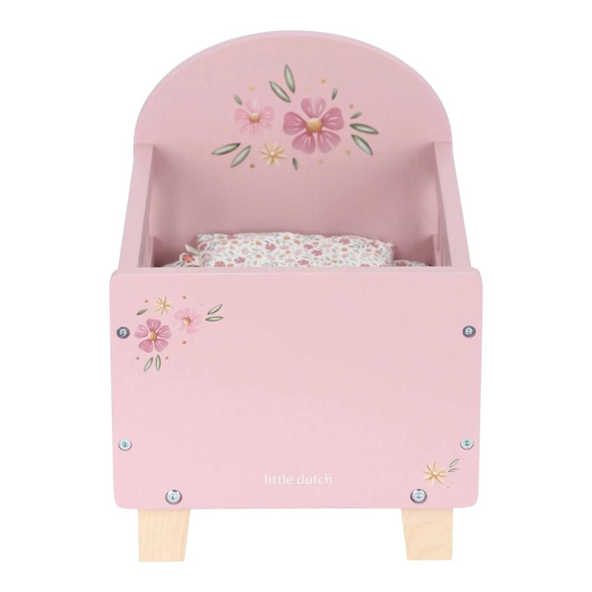 LITTLE DUTCH Holzpuppenbett – Essentials – Rosa - wunderwunsch
