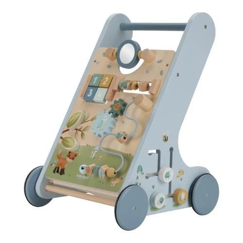 LITTLE DUTCH Lauflernwagen Holz - Forest Friends - Blau - wunderwunsch