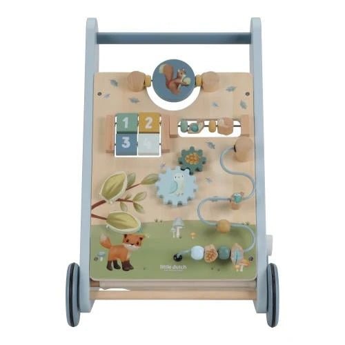 LITTLE DUTCH Lauflernwagen Holz - Forest Friends - Blau - wunderwunsch