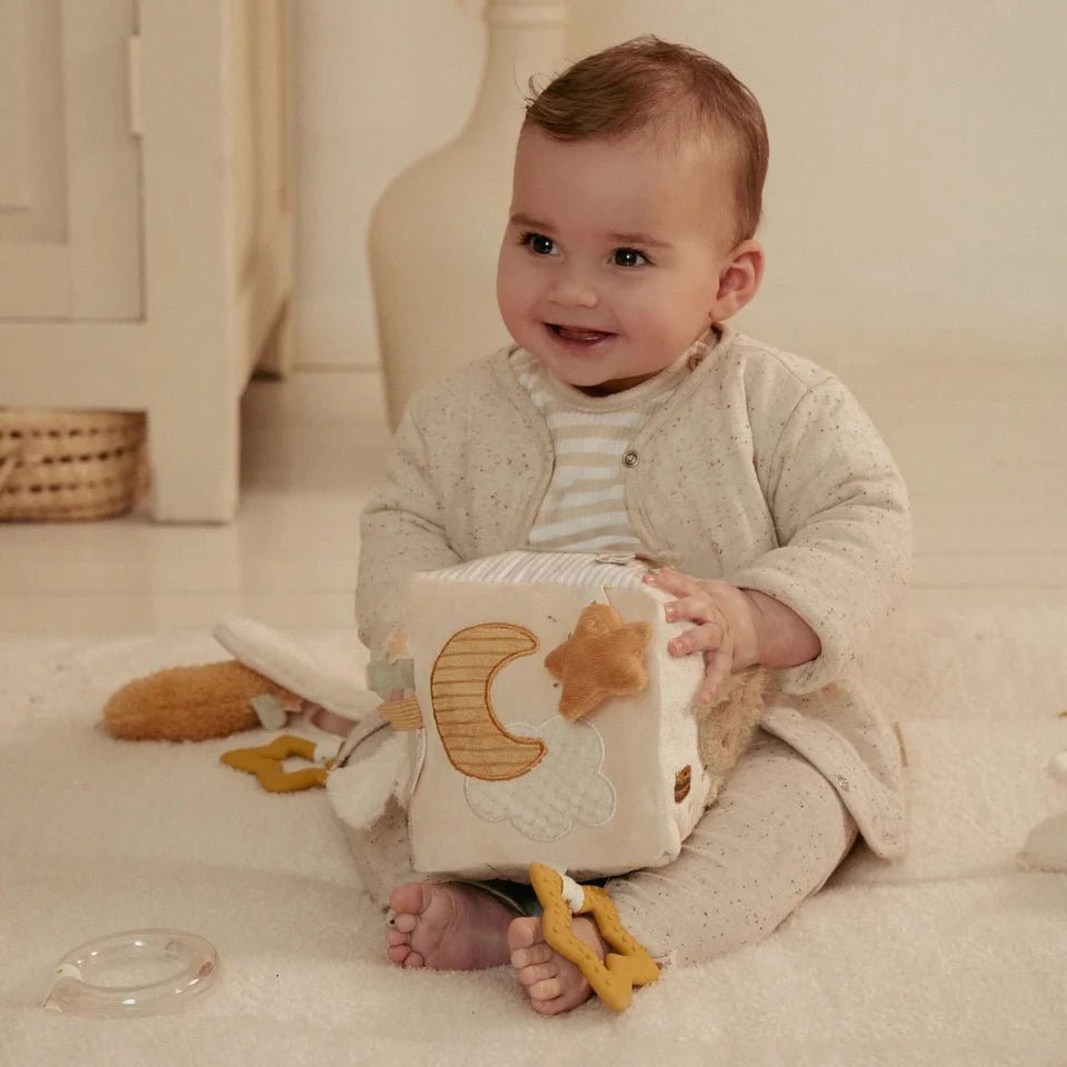 LITTLE DUTCH Stoff Aktivitäten Spielwürfel - Beige - Newborn Naturals - wunderwunsch