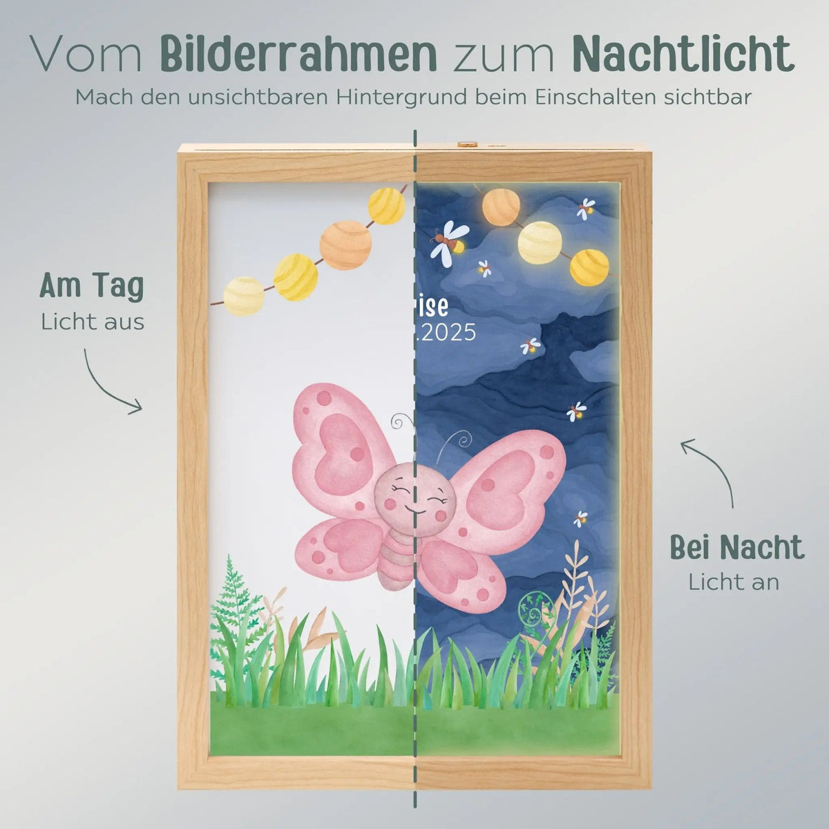 Magischer LED Bilderrahmen - Schmetterling Glühwürmchen - wunderwunsch
