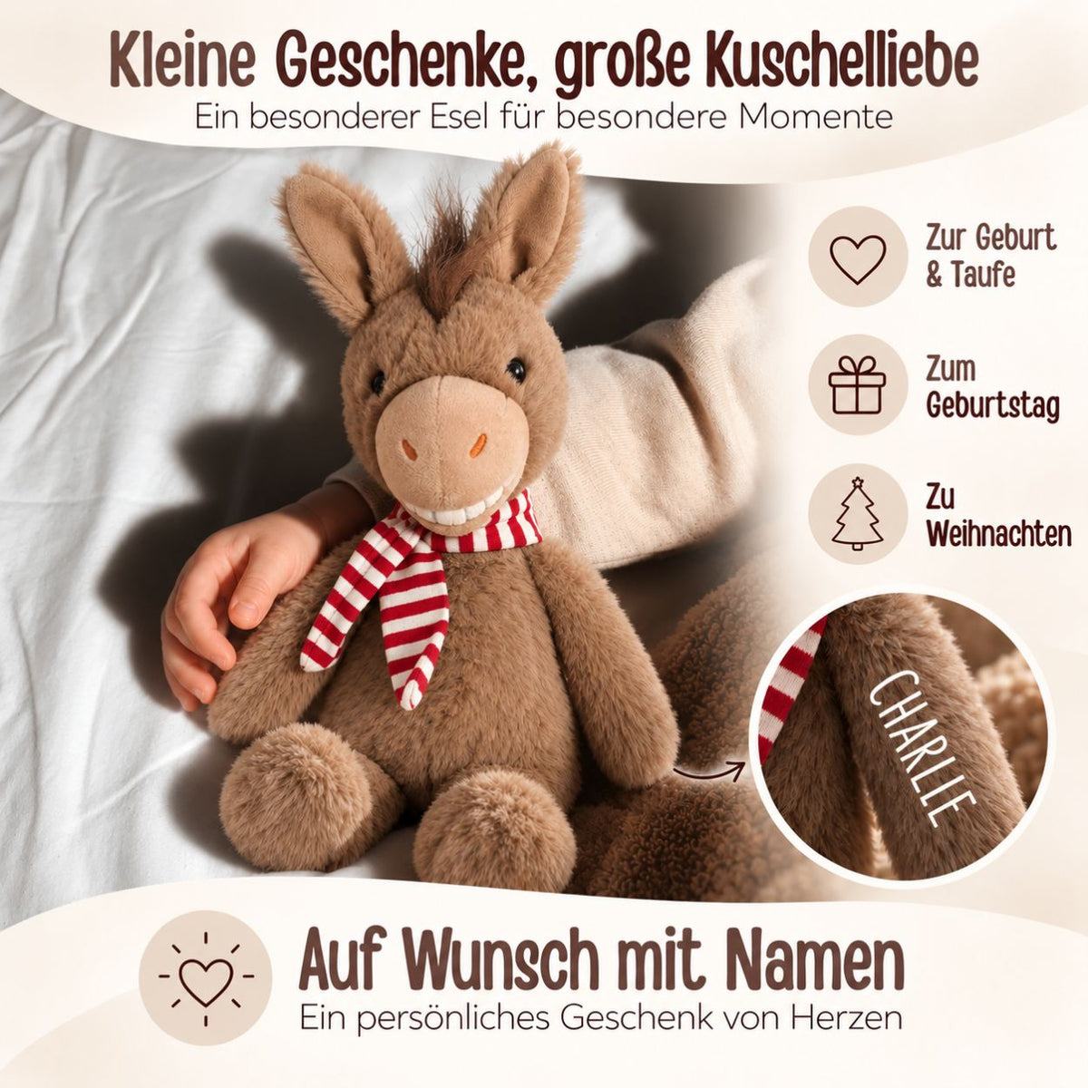 MCHUGS Kuscheltier personalisiert - Esel - wunderwunsch