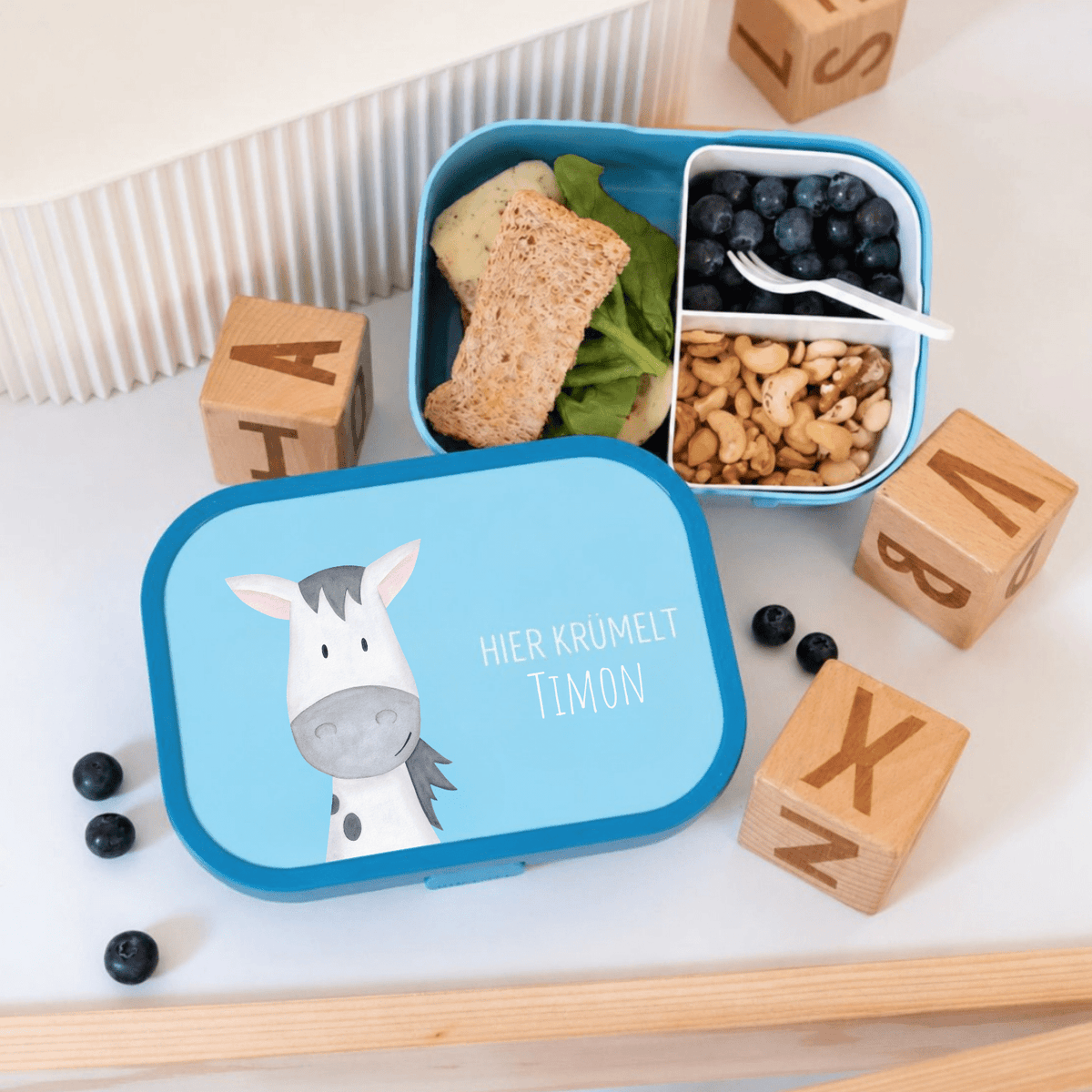 MEPAL Brotdose Campus personalisiert mit Bento Einsatz - Tier Aquarell - wunderwunsch