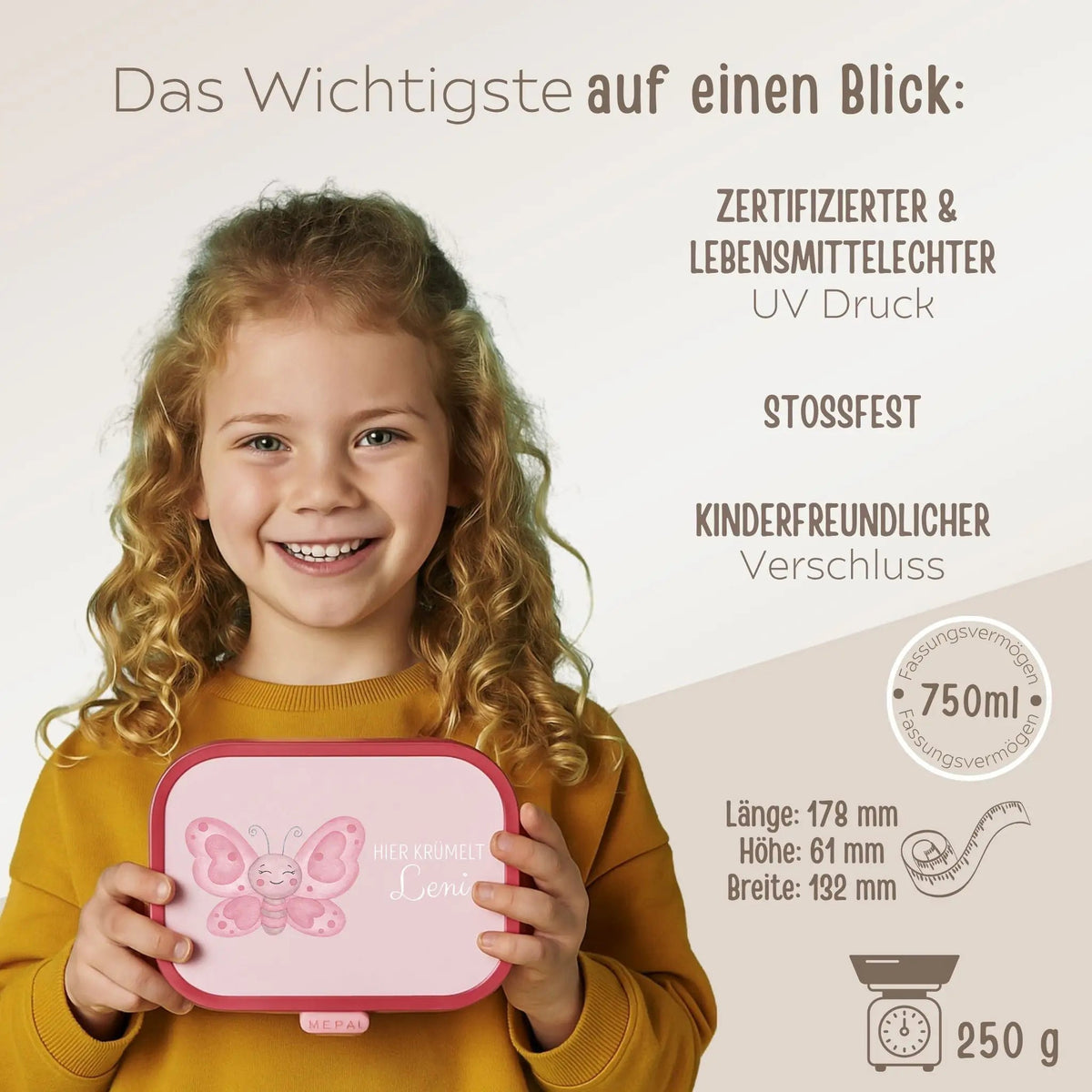 MEPAL Brotdose Campus personalisiert mit Bento Einsatz - Tier Aquarell - wunderwunsch