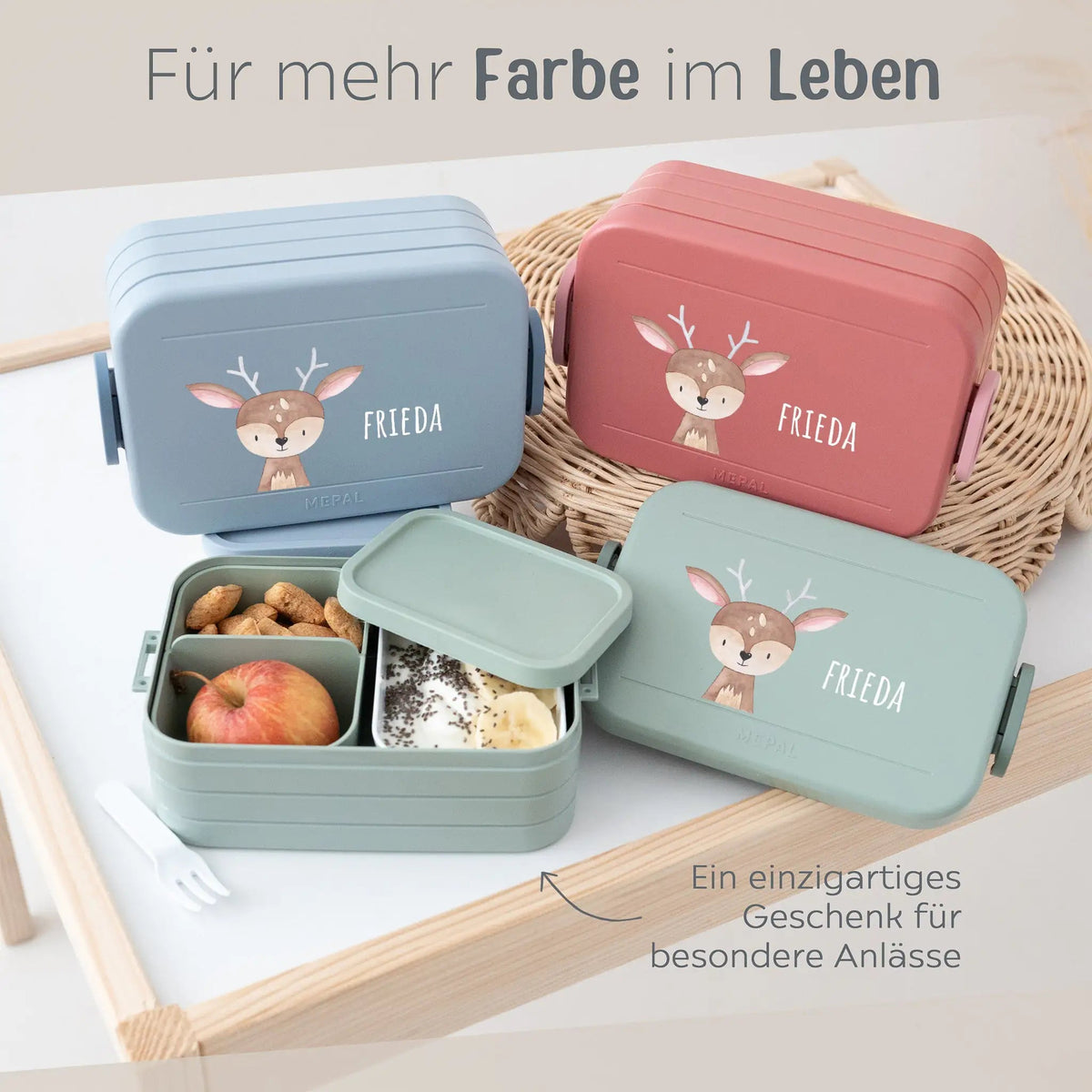 MEPAL Brotdose Kinder personalisiert mit Einsatz — Tiermotiv - wunderwunsch