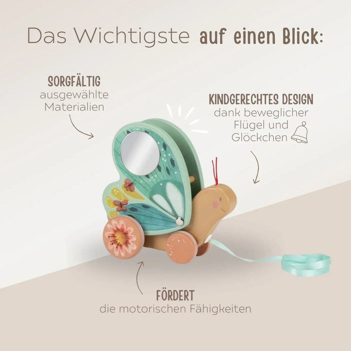 MOULIN ROTY Nachziehtier Schmetterling personalisierbar - wunderwunsch
