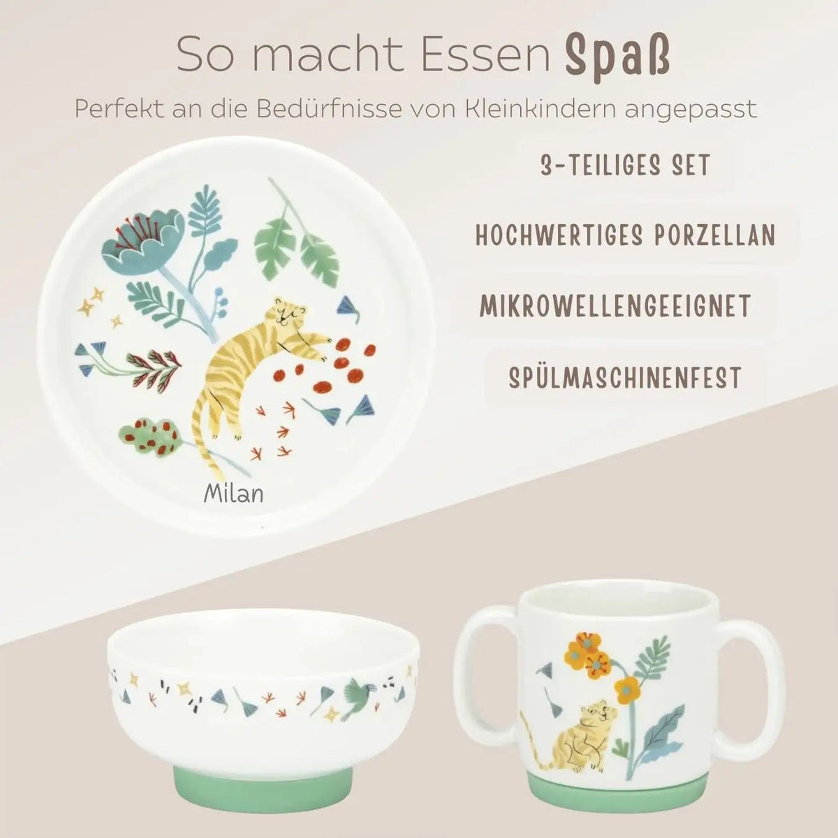 MOULIN ROTY Porzellangeschirr-Set "Dschungel" personalisierbar - wunderwunsch