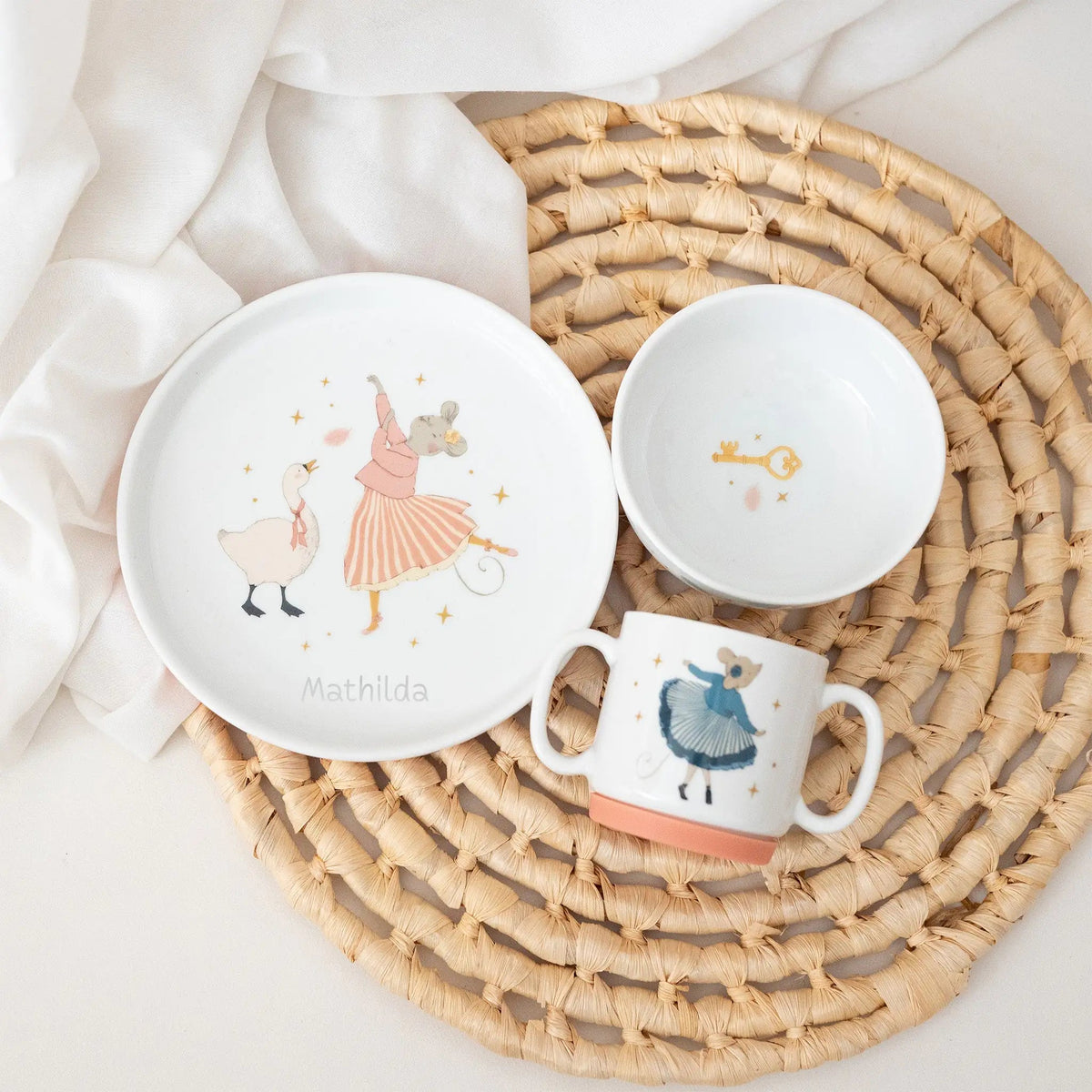 MOULIN ROTY Porzellangeschirr-Set "Maus Ballerina" personalisierbar - wunderwunsch