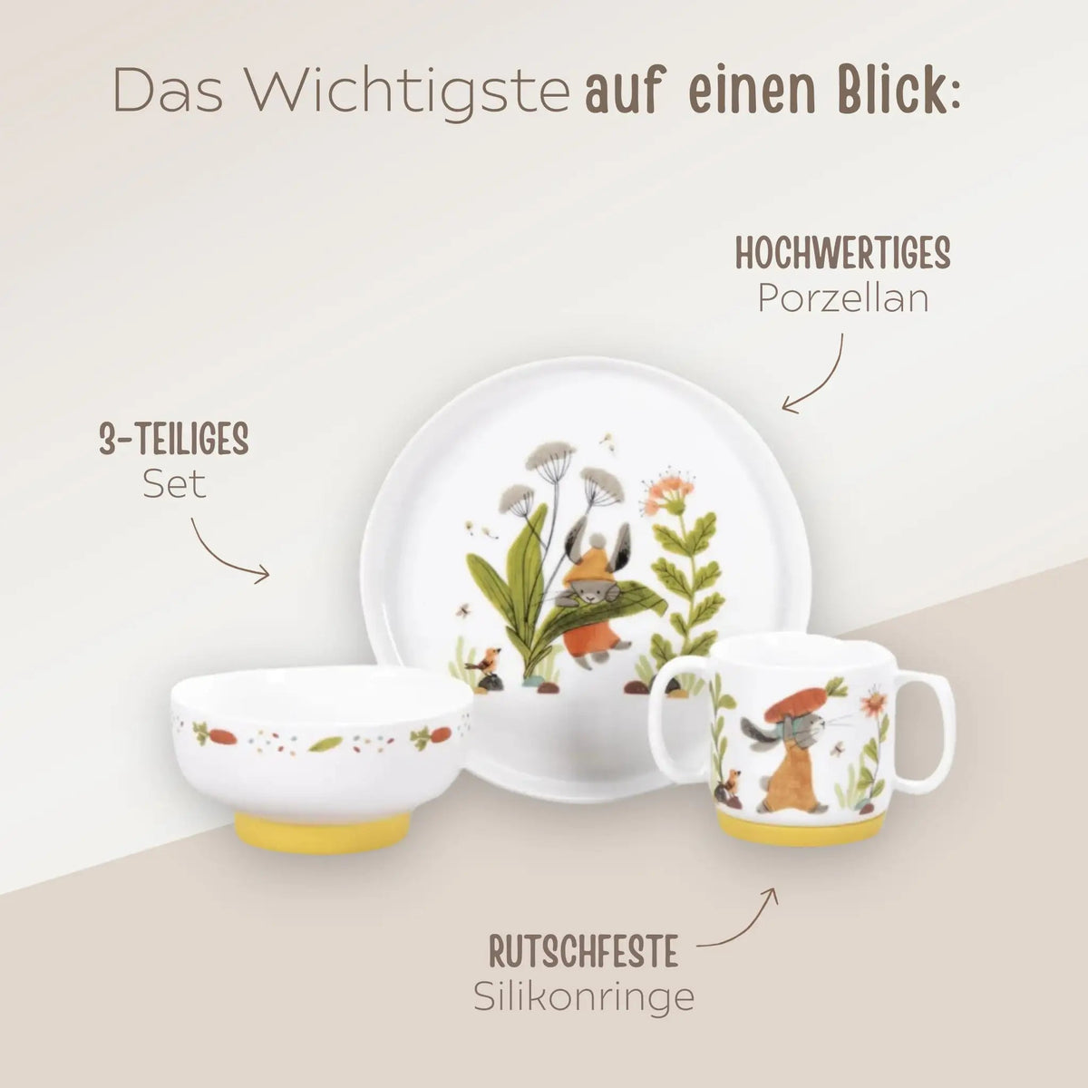 MOULIN ROTY Porzellangeschirr-Set personalisiert "Hase" - wunderwunsch