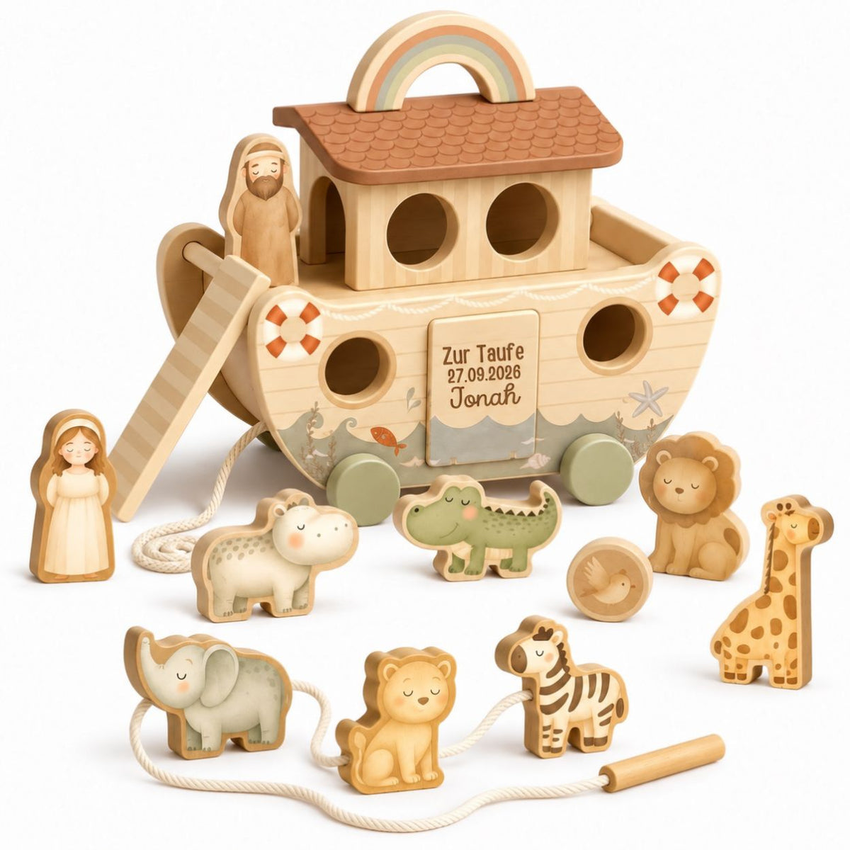 MRS.ERTHA Arche Noah Holz personalisiert - wunderwunsch