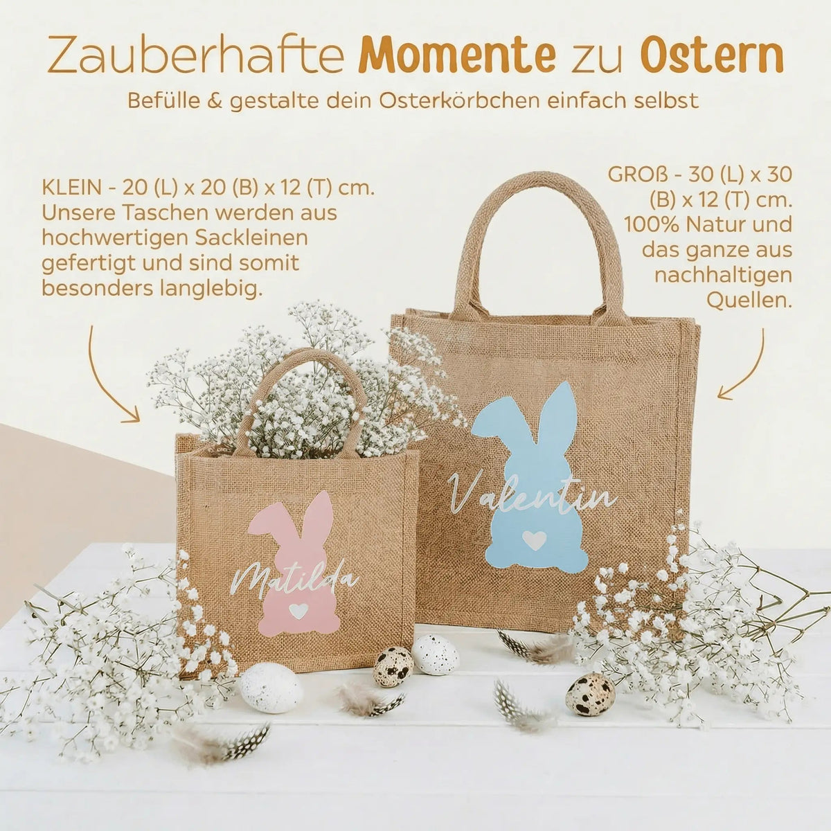 Ostertasche Jute personalisiert - wunderwunsch