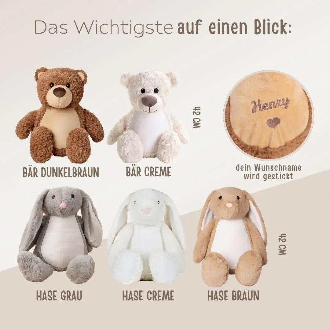 Personalisiertes Kuscheltier mit Namens-Stickerei - wunderwunsch