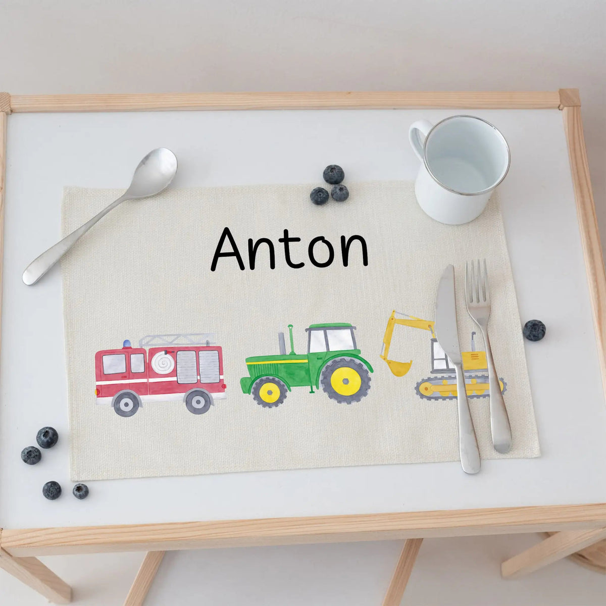 Platzdeckchen personalisiert - Fahrzeuge Aquarell - wunderwunsch