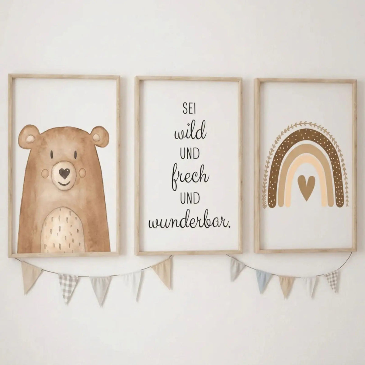 Poster 3er-Set - Tier, Spruch, Regenbogen Aquarell - wunderwunsch