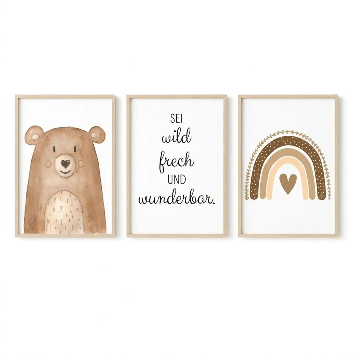 Poster 3er-Set - Tier, Spruch, Regenbogen Aquarell - wunderwunsch