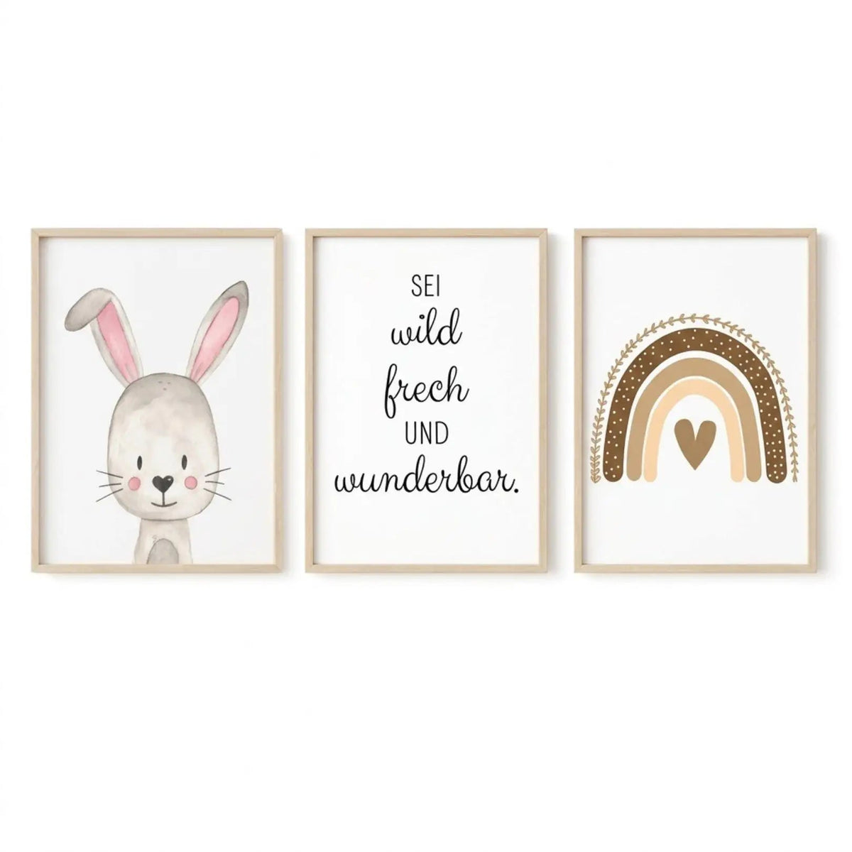 Poster 3er-Set - Tier, Spruch, Regenbogen Aquarell - wunderwunsch