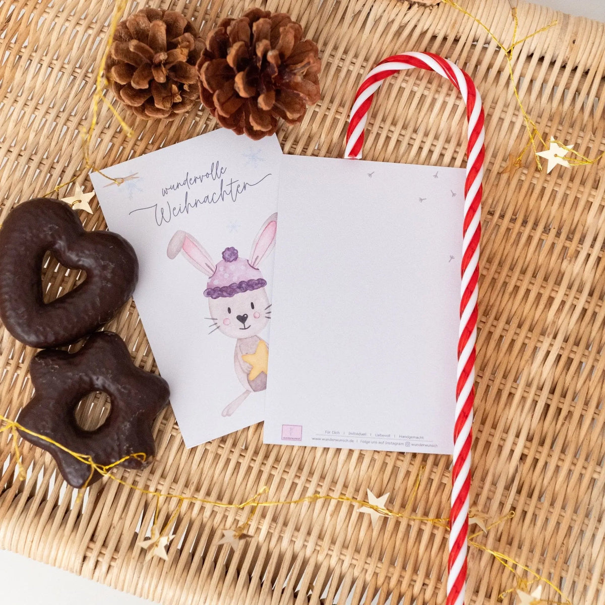 Glückwunschkarte "Hase mit Weihnachtsstern" - wunderwunsch