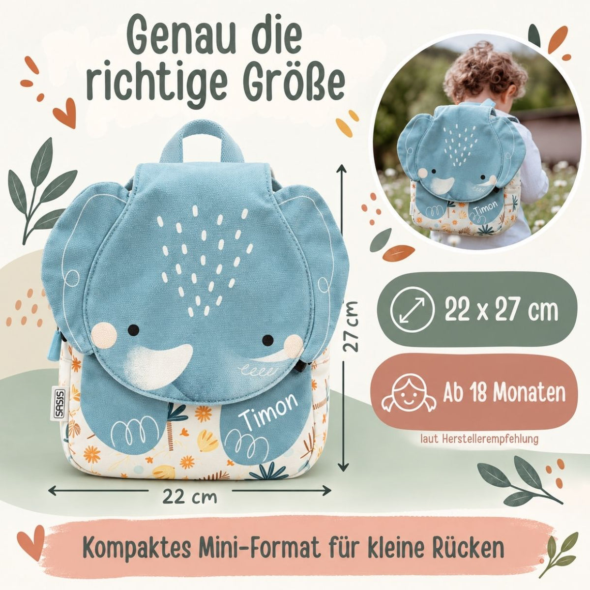 SASSI A5 Mini Rucksack personalisiert - wunderwunsch