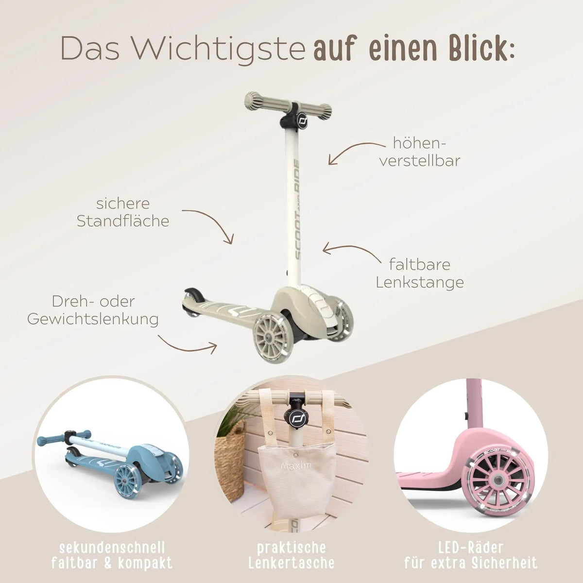 Scoot and Ride Highwaykick 3 S (optional mit Lenkertasche) - wunderwunsch