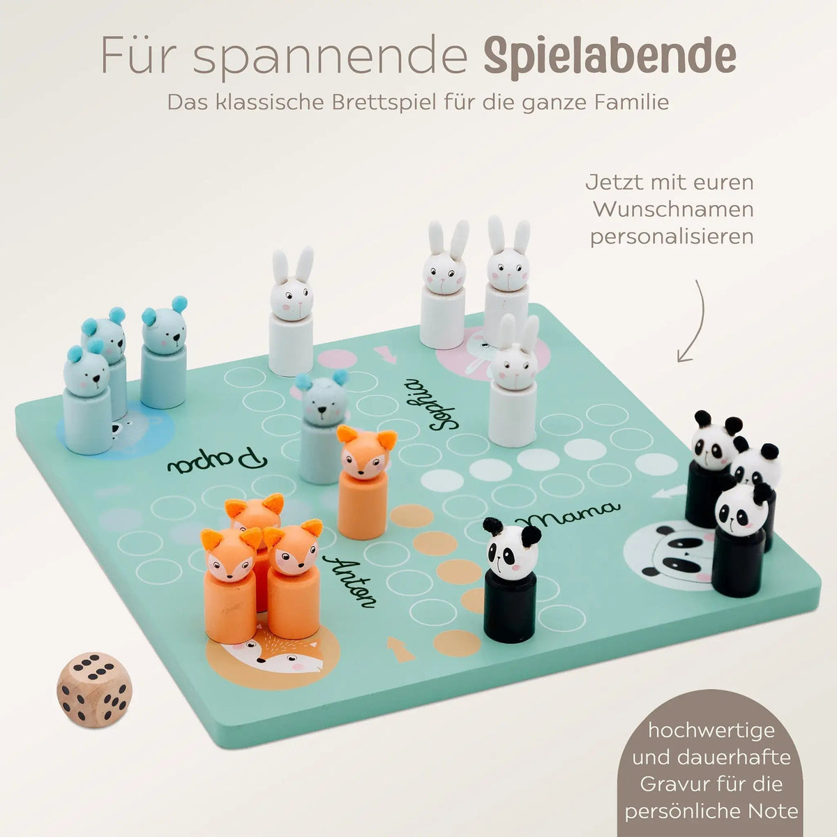 SMALL FOOT Ludo Spiel Tiere "Pastellgrün" - wunderwunsch