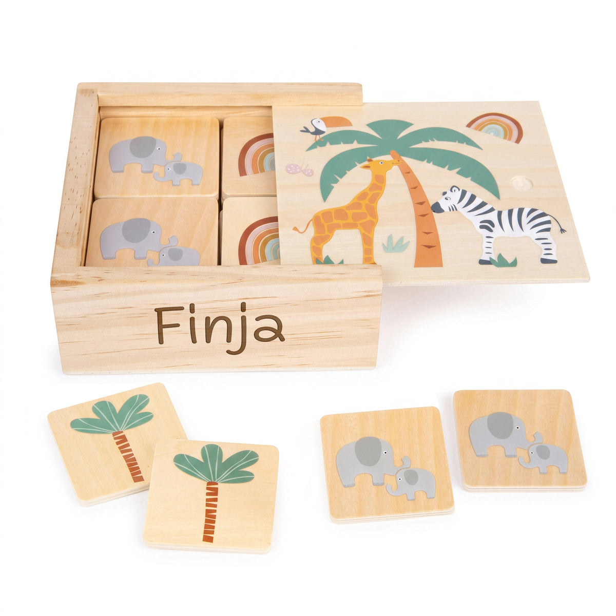 SMALL FOOT Memo Spiel Safari Holz personalisiert - wunderwunsch