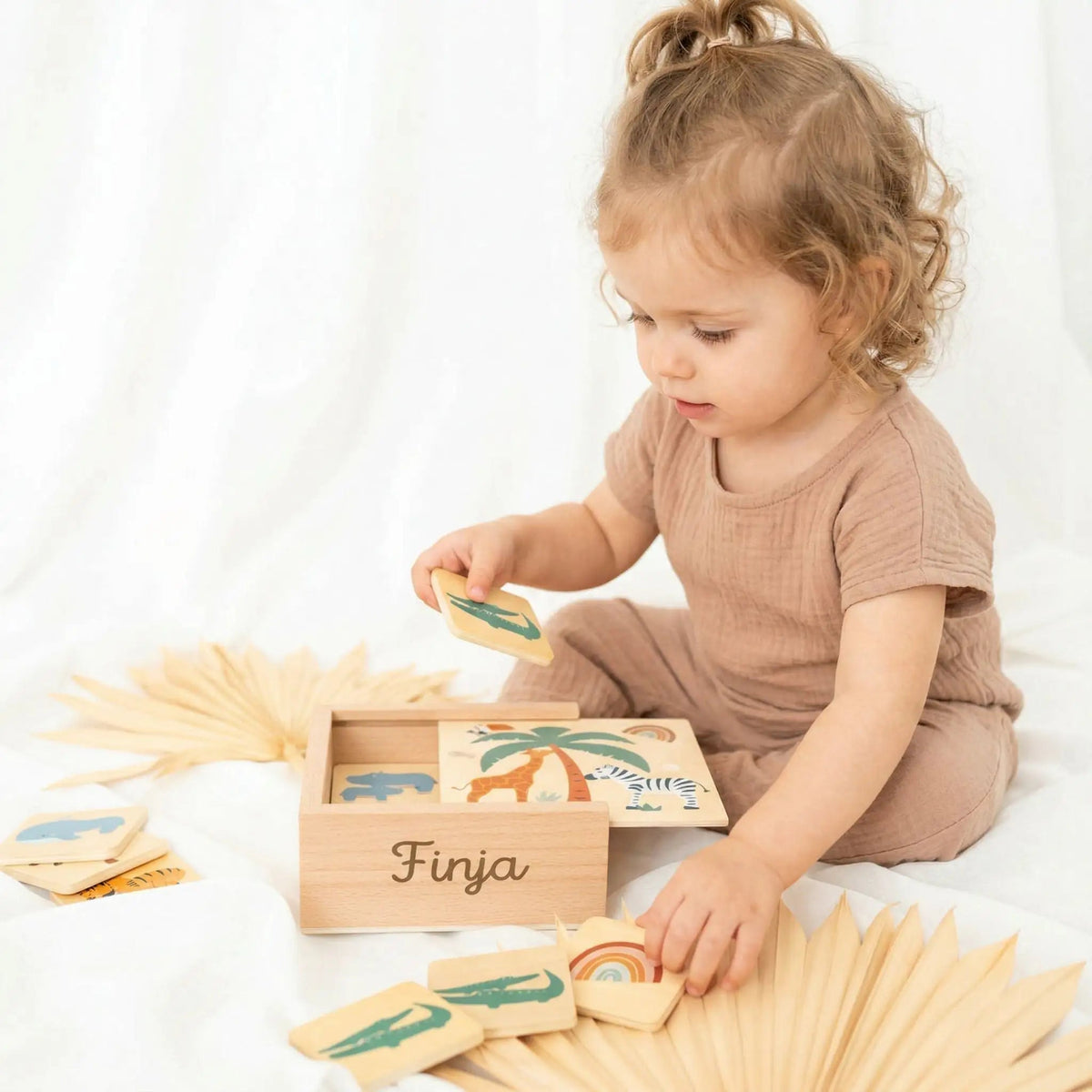 SMALL FOOT Memo Spiel Safari Holz personalisiert - wunderwunsch