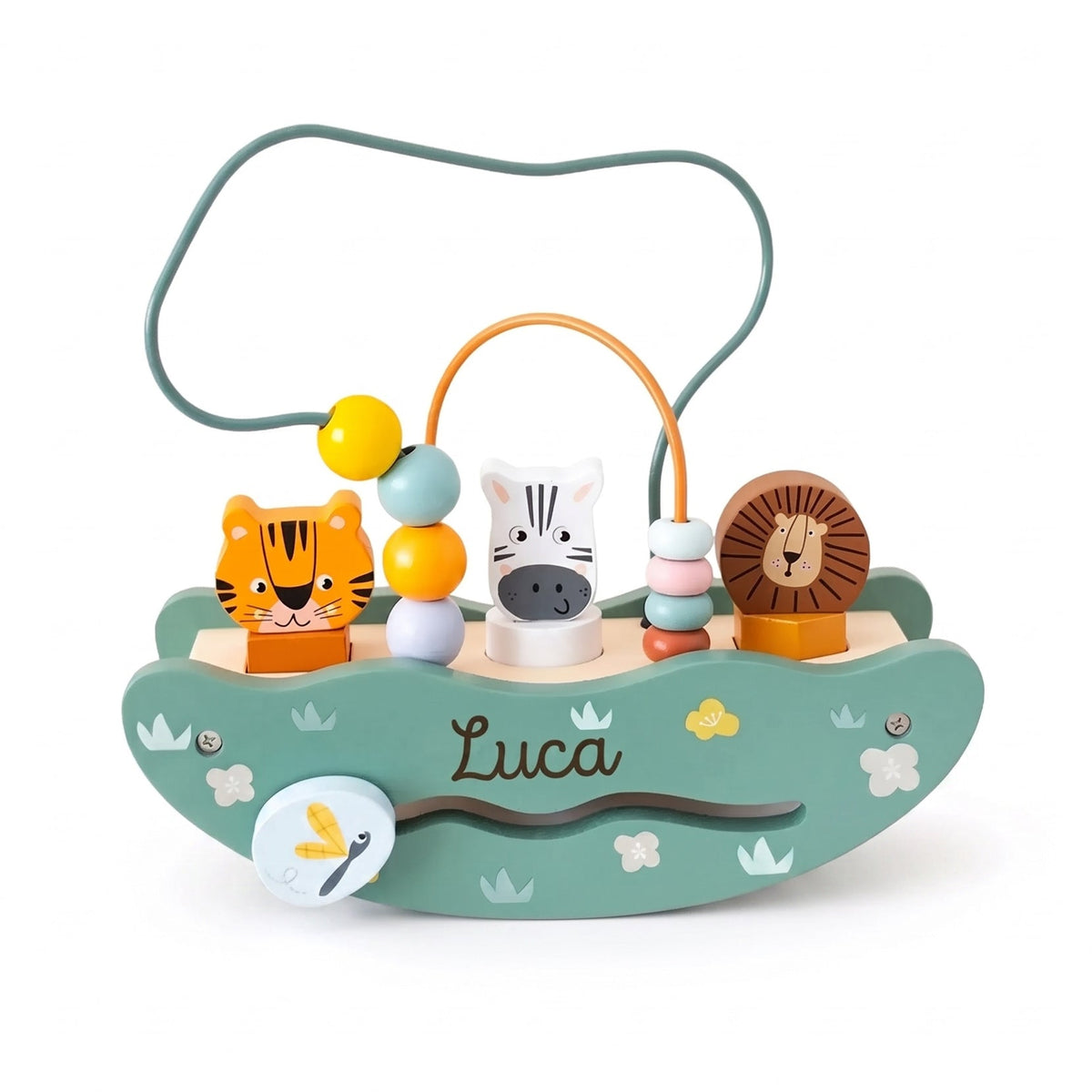 SMALL FOOT Motorikschleife Wippe "Safari Tiere" personalisierbar - wunderwunsch