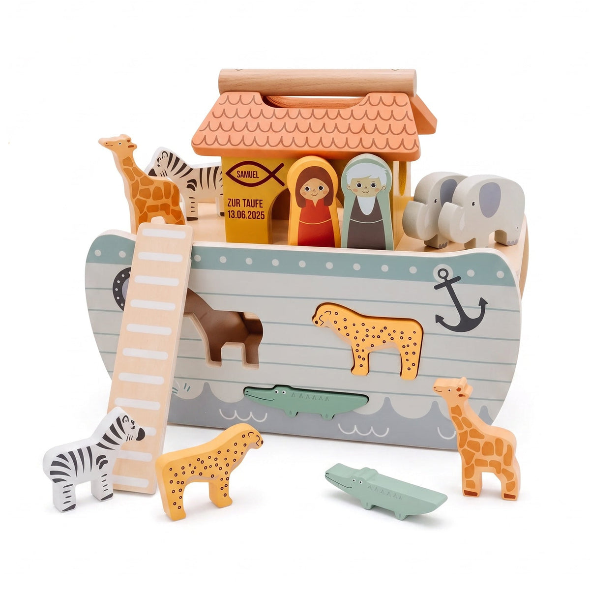SMALL FOOT Steckspiel Arche Noah Safari Tiere personalisiert - wunderwunsch