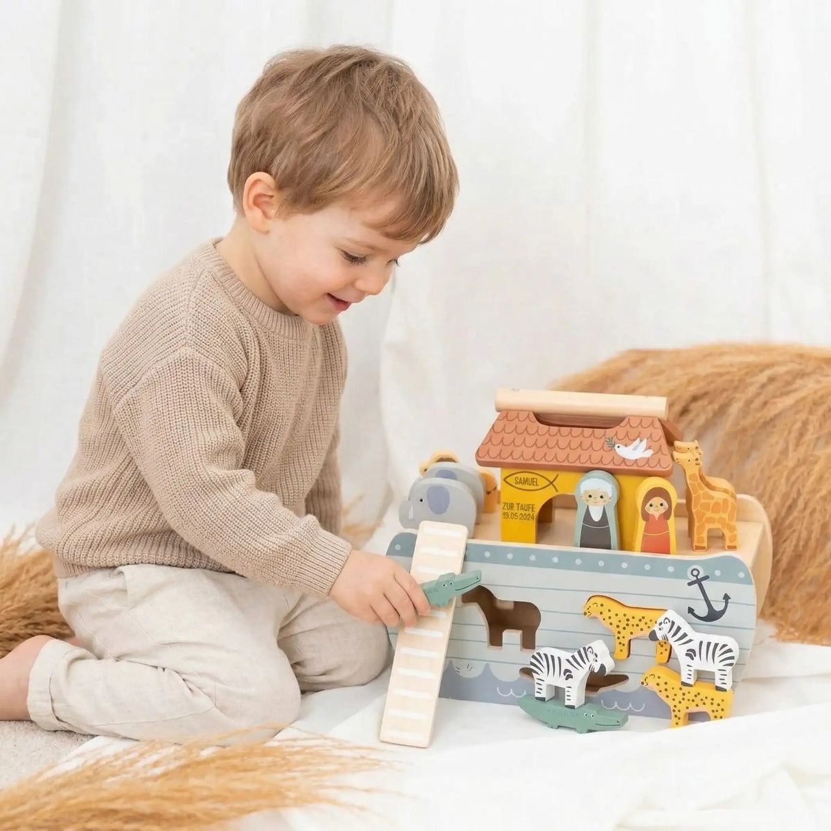 SMALL FOOT Steckspiel Arche Noah Safari Tiere personalisiert - wunderwunsch