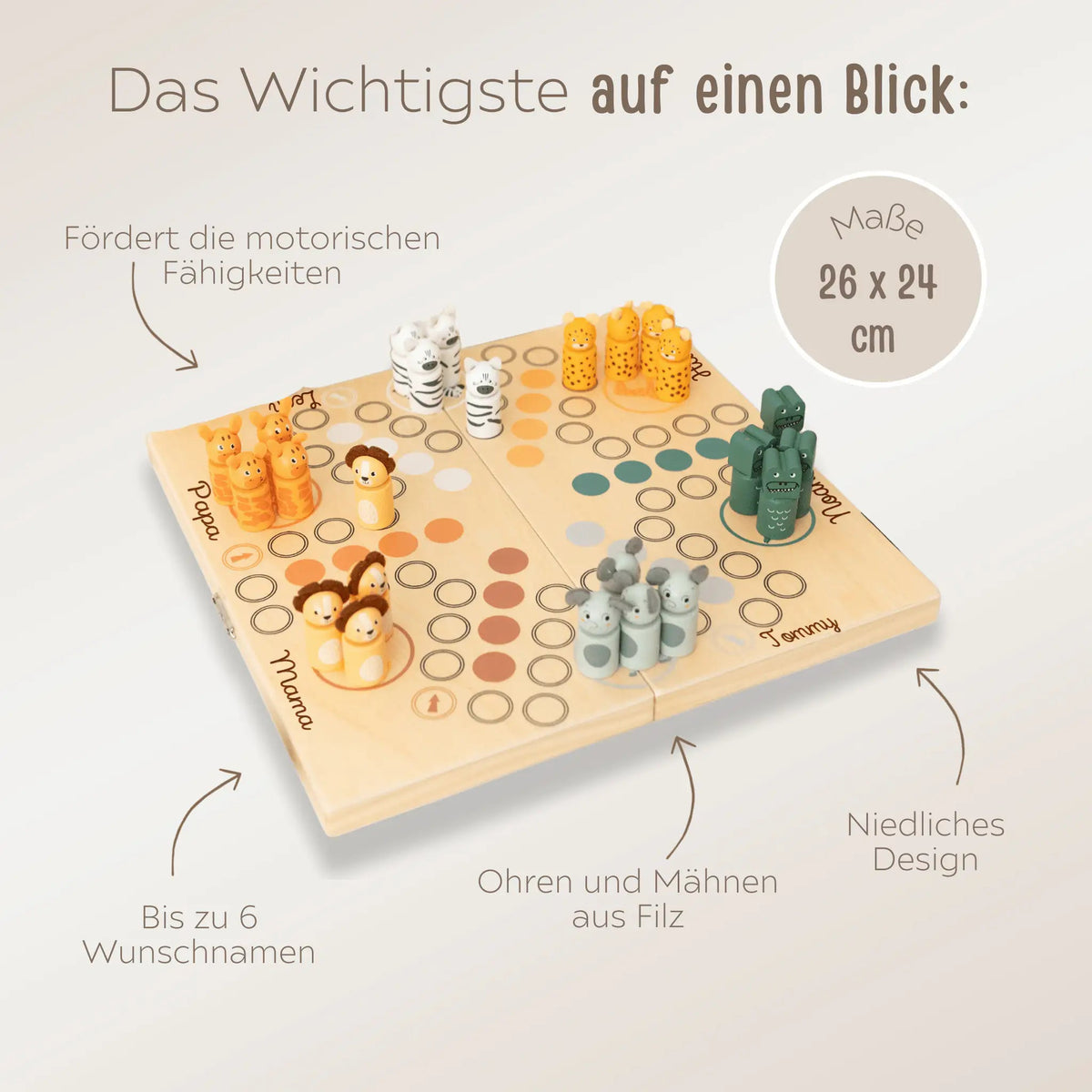 SMALL FOOT XXL Ludo-Spiel Safari für 6 Personen - wunderwunsch