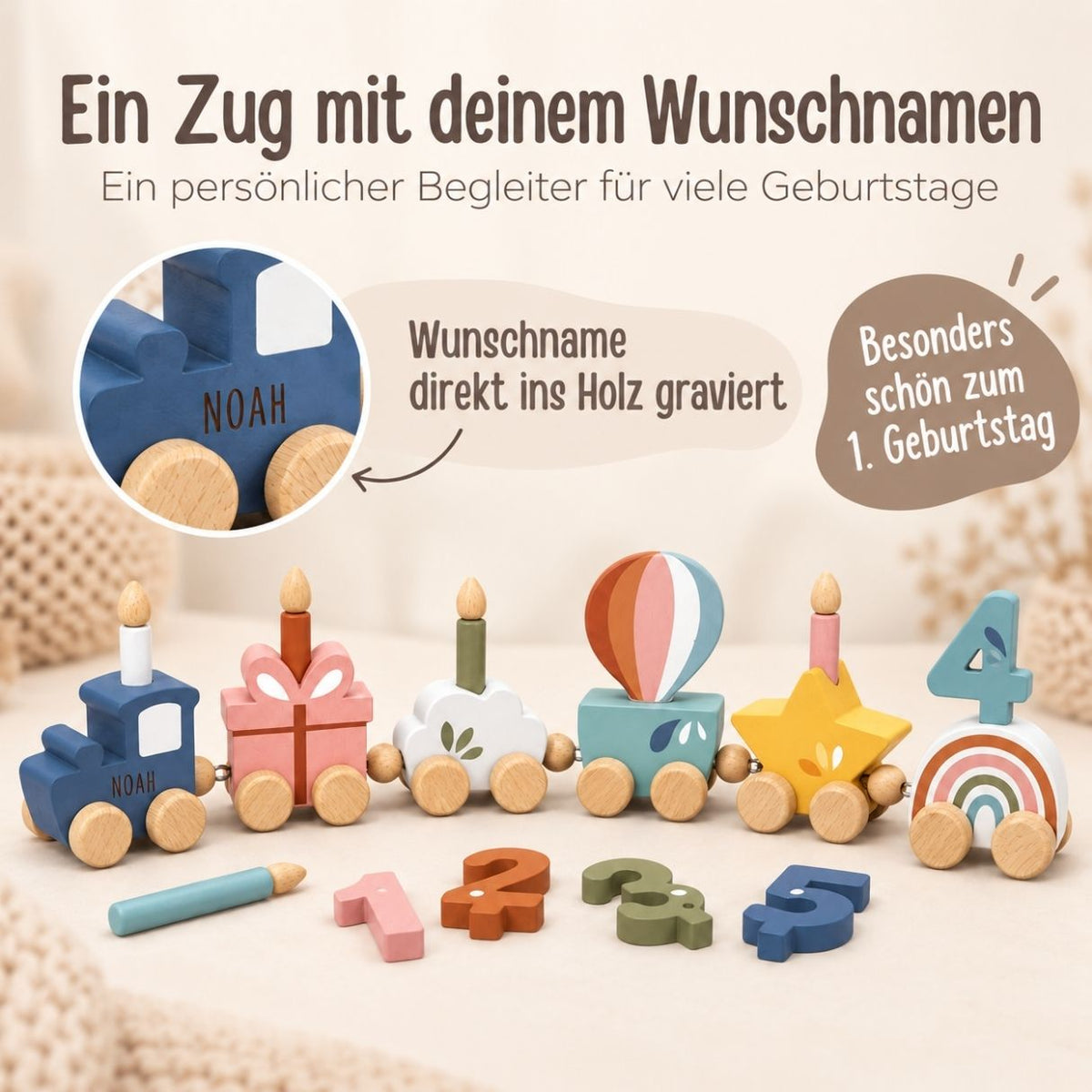 SPEEDY MONKEY Geburtstagszug personalisiert - wunderwunsch