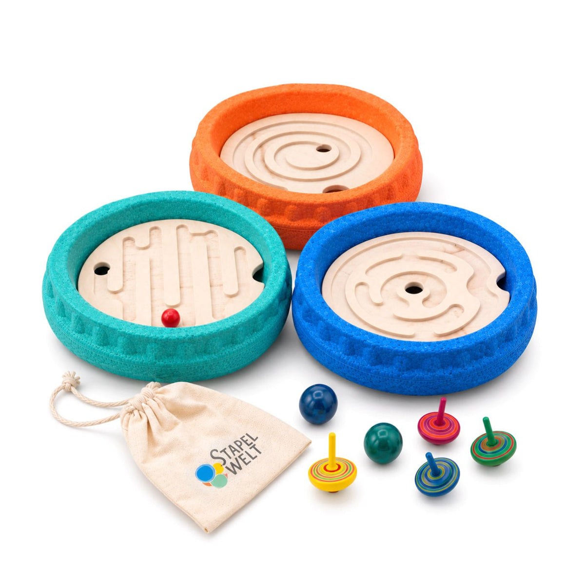 STAPELWELT 3er-Set Abenteuerplatten aus Holz - Labyrinth - wunderwunsch