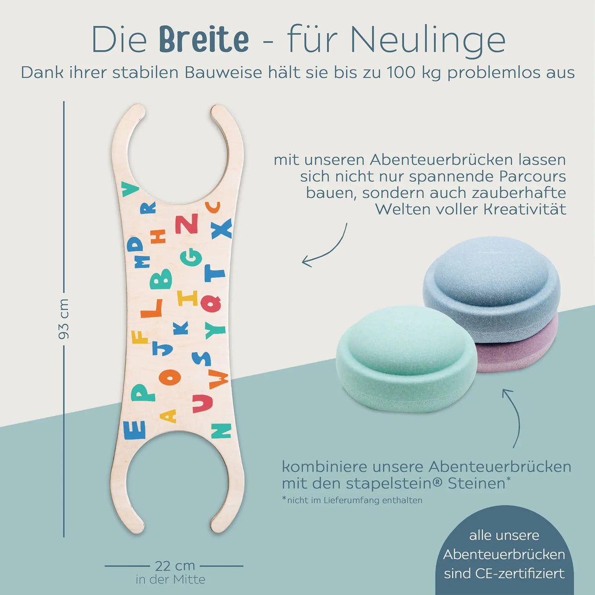 STAPELWELT Abenteuerbrücke aus Holz - ABC - wunderwunsch