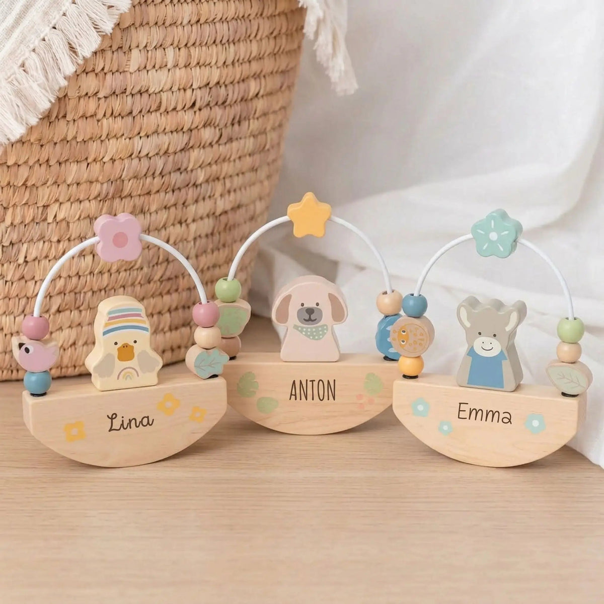 STERNTALER Motorikwippe Holz personalisiert - Tiere - wunderwunsch