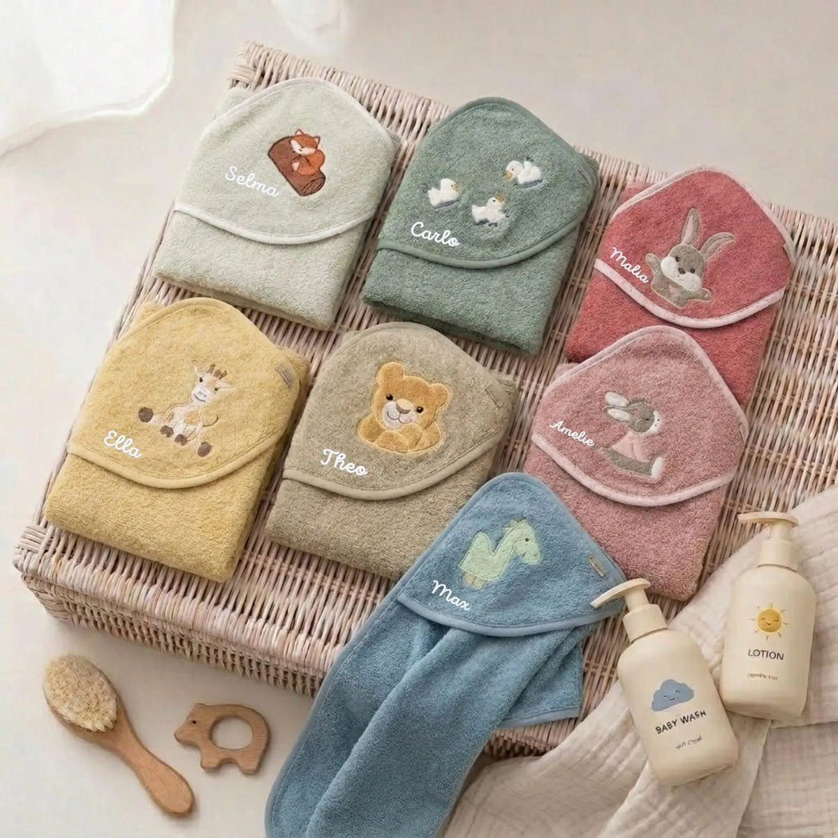 STERNTALER Kapuzenhandtuch Frottee personalisiert - Tier Baby - wunderwunsch
