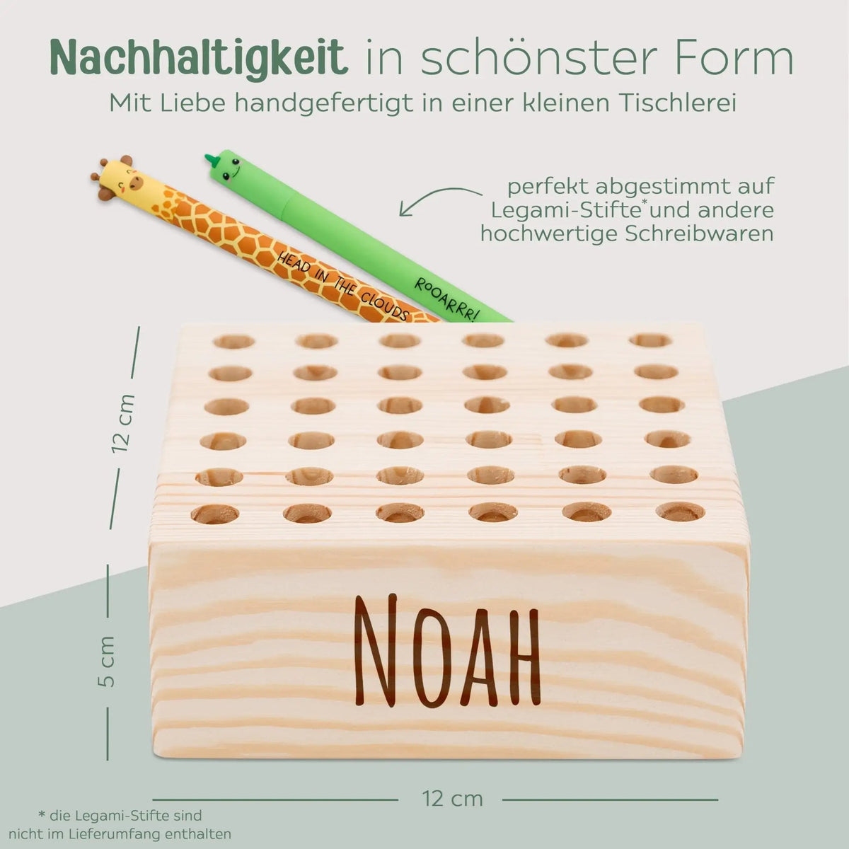 Legami Stiftehalter Holz personalisiert - quadratisch für 36 Stifte - wunderwunsch