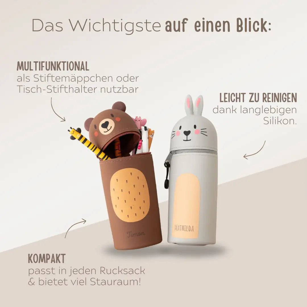 Federmäppchen personalisiert - Bär oder Hase - wunderwunsch