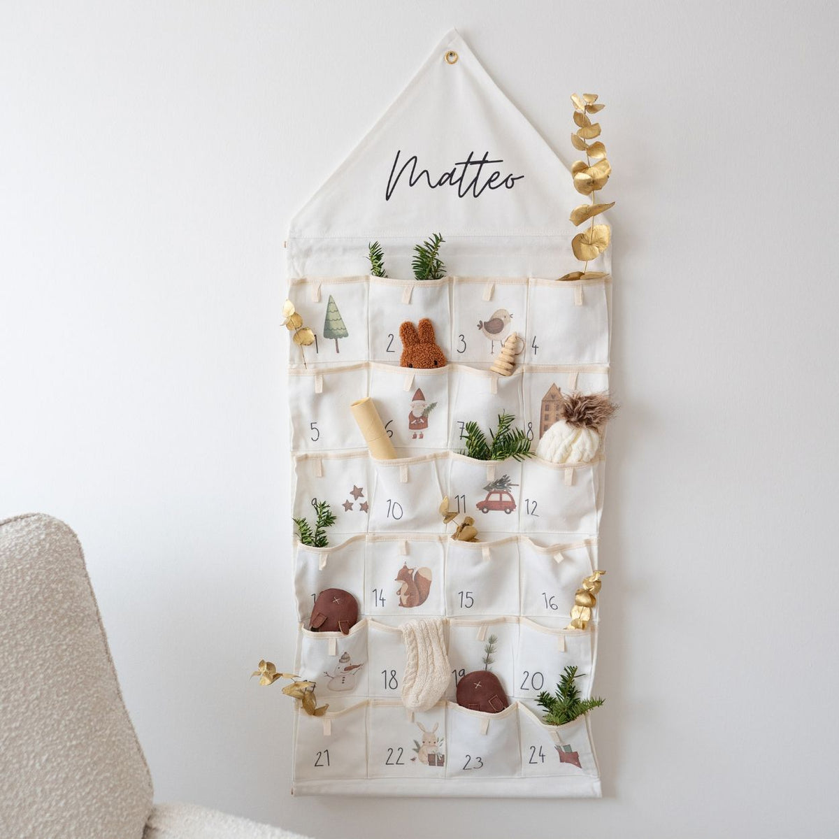 Stoff Adventskalender Winterwald personalisiert - wunderwunsch