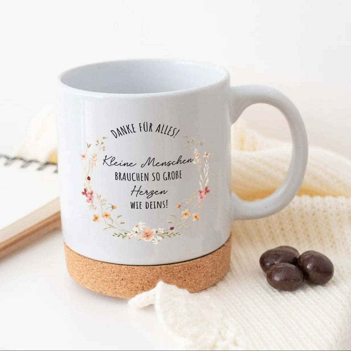 Tasse mit Korkboden - Kleine Menschen große Herzen - wunderwunsch